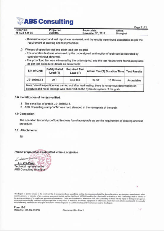 ABS Consulting — Third-Party Inspection Report on Grab (page 2/2)
